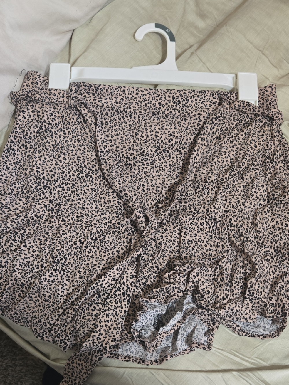 Pink Leopard Print Ruffle Hem Skort